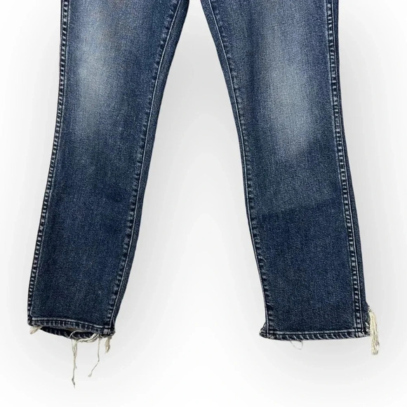 3X1  W3 Blue Cammi Cropped Distressed High-Rise Straight Leg Jeans 27 - Picture 7 of 10